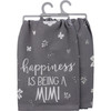 Gray & White Floral Print Design Happiness Is Being A Mimi Cotton Kitchen Dish Towel 28x28 from Primitives by Kathy
