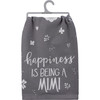 Gray & White Floral Print Design Happiness Is Being A Mimi Cotton Kitchen Dish Towel 28x28 from Primitives by Kathy