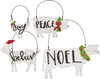 Set of 4 Farm Animal Wooden Christmas Ornaments (Joy & Peace & Believe & Noel) from Primitives by Kathy