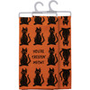 Orange & Black Cat Print Design You're Creepin' Meowt Cotton Kitchen Dish Towel 20x26 from Primitives by Kathy