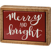 Hand Lettered Design Merry And Bright Tile Like Finish Decorative Wooden Box Sign 4x3 from Primitives by Kathy