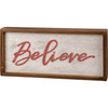 Hand Lettered Design Snowy Look Believe Decorative Inset Wooden Box Sign Decor 13x6 from Primitives by Kathy