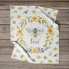 Bumblebee & Floral Wreath Design Plush Flannel Throw Blanket 50x60 from Primitives by Kathy