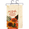 Fall Leaves & Florals Give Thanks With A Grateful Heart Cotton Kitchen Dish Towel 18x28 from Primitives by Kathy