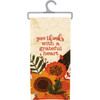 Fall Leaves & Florals Give Thanks With A Grateful Heart Cotton Kitchen Dish Towel 18x28 from Primitives by Kathy
