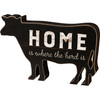 Farm Themed Dairy Cow Shaped Home Is Where The Herd Is Decorative Wooden Sign 7 Inch from Primitives by Kathy