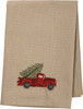Set of 4 Red Truck With Christmas Tree Cotton & Linen Blend Cloth Dinner Napkins from Primitives by Kathy