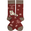 Colorful Cotton Socks - Cat & Snowflakes Jingle All The Way Nobody Likes A Half Assed Jingler from Primitives by Kathy