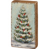 Snowy Evergreen Tree With Red Cardinals Decorative Wooden Block Sign 4.25 Inch from Primitives by Kathy