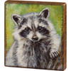 Raccoon Print Design Decorative Wooden Block Sign 5 Inch x 5.5 Inch from Primitives by Kathy