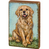 Dog Lover Sitting Golden Retriever Decorative Wooden Block Sign 4x6 from Primitives by Kathy