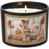 Happy Pigs Matte Black Glass Jar Candle (Sea Salt & Sage Scent) 14 Oz from Primitives by Kathy