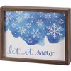 Blue & White Snowflake Design Let It Snow Decorative Inset Wooden Box Sign Décor 10x8 from Primitives by Kathy