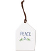 Set of 3 Enamel Covered Wooden Hanging Christmas Ornaments - Bell Star & House (Joy Believe Peace) from Primitives by Kathy