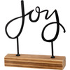 Decorative Metal Word Art Sign With Wooden Base - Joy - 5.5 In x 6.25 In In from Primitives by Kathy