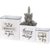 Set of 3 Decorative White Metal Bins - Holiday Themed (Wonderful Time of the Year & Merry Everything & Comfort Joy) from Primitives by Kathy