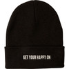 Get Your Happy On Black & White Beanie Hat from Primitives by Kathy