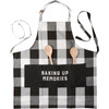 Black & White Plaid Checker Design Baking Up Memories Cotton Kitchen Apron from Primitives by Kathy