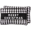 Black & White Buffalo Check Merry Christmas Decorative Cotton Throw Pillow 19x12 from Primitives by Kathy