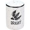 Evergreen Branch Design Merry & Bright Stoneware Salt Pepper Shaker Set from Primitives by Kathy