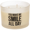 You Make Me Smile All Day Frosted Glass Jar Candle (French Vanilla Scent) 14 Oz from Primitives by Kathy