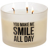 You Make Me Smile All Day Frosted Glass Jar Candle (French Vanilla Scent) 14 Oz from Primitives by Kathy