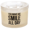 You Make Me Smile All Day Frosted Glass Jar Candle (French Vanilla Scent) 14 Oz from Primitives by Kathy