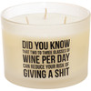 Two To Three Glasses Of Wine Per Day Reduce Giving A Shit Glass Jar Candle (Bergamot Scent) from Primitives by Kathy