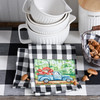 Blue Pickup Truck Hauling Mushrooms (Toadstool Farm Fresh Daily) Cotton Kitchen Dish Towel from Primitives by Kathy