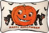 Retro Inspired Jack O' Lantern Happy Halloween Cotton Throw Pillow 15x10 from Primitives by Kathy