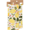 Watercolor Lemon & Floral Print Design Cotton Kitchen Dish Towel 18x28 from Primitives by Kathy