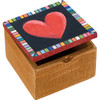 Colorful Woodburned Red Heart Design Decorative Hinged Wooden Keepsake Box 4x4 from Primitives by Kathy