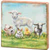 Young Baby Farm Animal Friends Decorative Wooden Block Sign 6x6 from Primitives by Kathy
