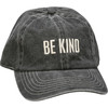 Adjustable Cotton Baseball Cap - Charcoal & White -Be Kind Sentiment from Primitives by Kathy