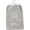 Santa Please Bring Wine Cotton Kitchen Dish Towel 28x28 from Primitives by Kathy