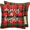 Merry & Bright Red & Green Plaid Double Sided Mini Cotton Throw Pillow 6x6 from Primitives by Kathy