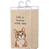 Cat Lover Life Is Better With Cats Stitched Art Embroidered Cotton Kitchen Dish Towel from Primitives by Kathy