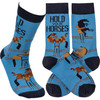 Hold Your Horses Colorfully Printed Cotton Novelty Socks from Primitives by Kathy