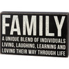 Family A Unique Blend Of Individuals Decorative Black & White Wooden Box Sign Décor from Primitives by Kathy