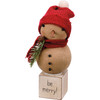 Fabric Snowman With Red Hat & Scarf on Wooden Base Figurine 5 In x 7 In x 3.5 In from Primitives by Kathy