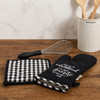 Black & White Buffalo Check Welcome To Adulthood Favorite Oven Mitt & Potholder Set from Primitives by Kathy