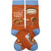 Colorfully Printed Cotton Novelty Socks - I'd Rather Be Eating Turkey from Primitives by Kathy