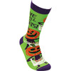 Colorfully Printed Cotton Novelty Socks - Halloween Pumpkin Themed Give Me All The Treats from Primitives by Kathy