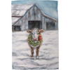 Decorative Double Sided Polyester Garden Flag - Farmhouse Cow & Wreath Snowy Barn - 12x18 from Primitives by Kathy