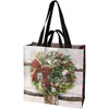 Winter Wreath With Checkered Bow Double Sided Market Tote Bag from Primitives by Kathy