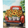 Colorful Red Pickup Truck & Sunflowers Cotton Kitchen Dish Towel 20x26 from Primitives by Kathy