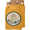 Cotton Kitchen Dish Towel - Happy Campers Live Here - Watercolor RV Design 28x28 from Primitives by Kathy
