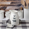 White Stoneware Pitcher - Debossesd Gray Farm Animals Design from Primitives by Kathy