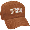 Adjustable Burnt Orange Cotton Baseball Cap - All You Need Is Love And A Cat - Embroidered from Primitives by Kathy