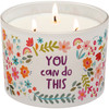 Frosted Glass Jar Candle - You Can Do This - Colorful Floral Botanical Design (Vanilla Scent) 14 Oz from Primitives by Kathy